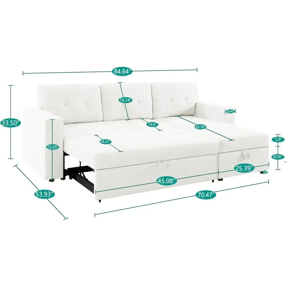 Transform Any Space: Sleeper Sectional Sofa with Convertible Sofa Bed & Inviting Chaise. Find Tranquil Comfort