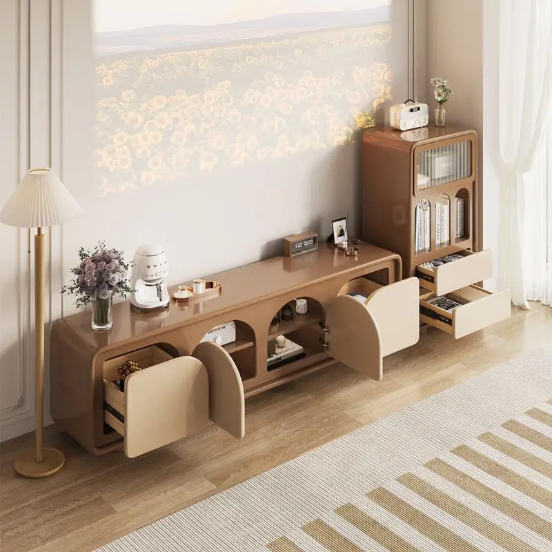 French style, TV cabinet, floor to ceiling, high style, living room, simple, small apartment