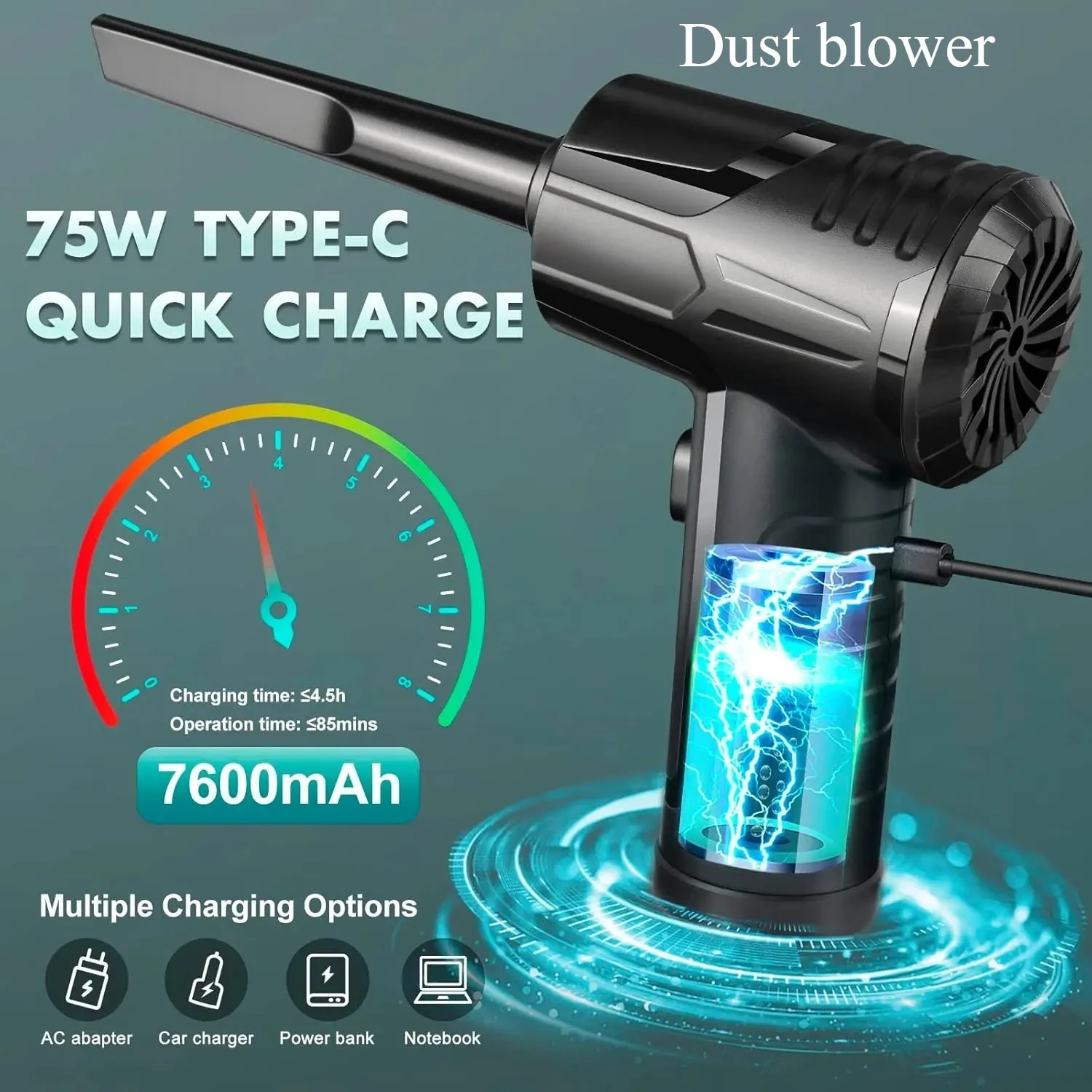 

Беспроводная ручная воздуходувка с аккумулятором емкостью 8000 мАч — беспроводная портативная тряпка для чистки автомобиля, обслуживания клавиатуры/ПК