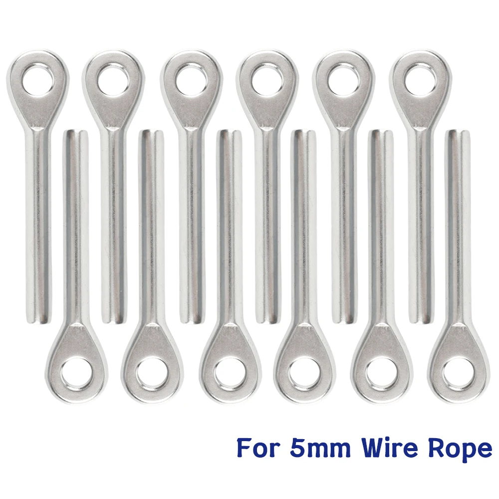 

12pcs 5mm swage Eye Terminal T316 Stainless Steel Wire Rope Fitting For 3/16'' Cable Railing Assemblie Tensioner Marine Hardware