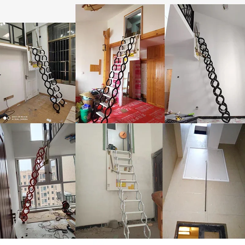 Attic ladder with hatch side hole loft stair hinge household telescopic folding ladder custom 1.5M-3M