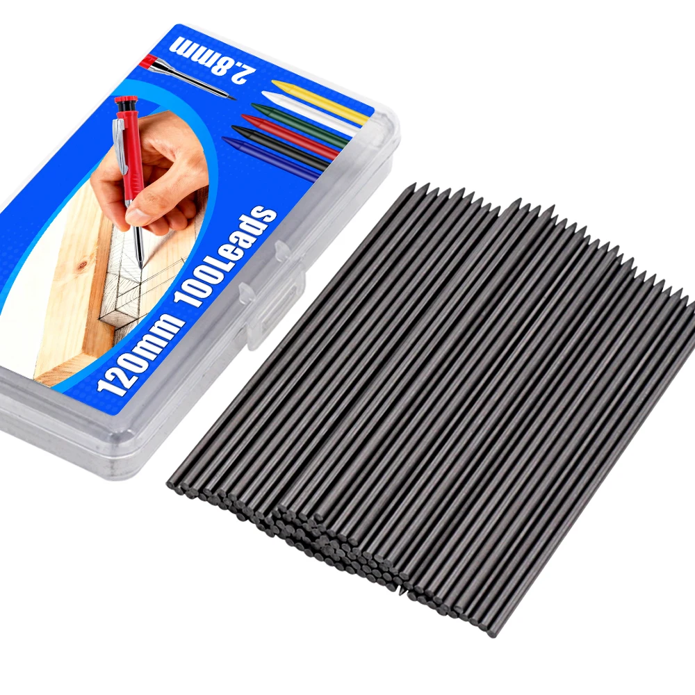 New Woodworking Mechanical Pencil Lead Refill, 100Pcs/Box 2.8mm Replaceable Black Lead -Engineering Marking Scribing Tool image 6