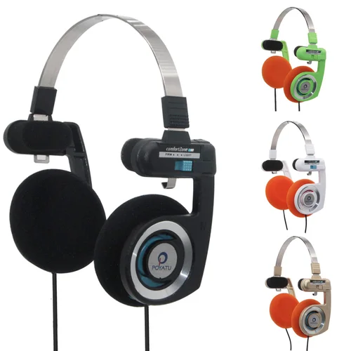 Poyatu-auriculares Retro con micrófono, cascos estéreo clásicos abiertos de alta fidelidad, intrauditivos HD, plegables, portátiles y ligeros