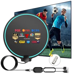 Digital HDTV Antenna Amplified Signal Booster Support 4K 1080P UHF VHF High Gain TV Antenna for Local Channels