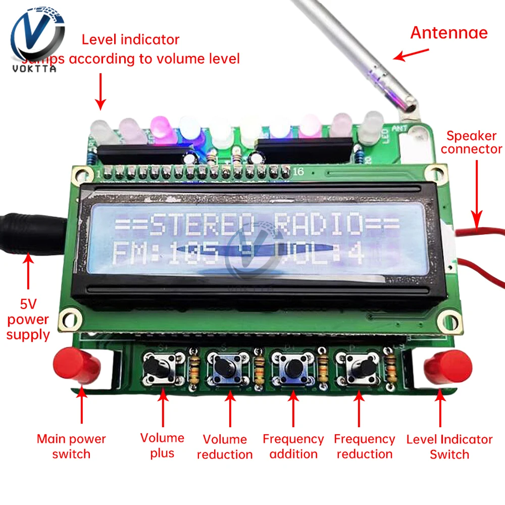 RDA5807 zestaw elektroniczny radiowy FM 87-108MHZ regulowana częstotliwość wyświetlacz moduł LCD DIY zestawy do lutowania radiowego