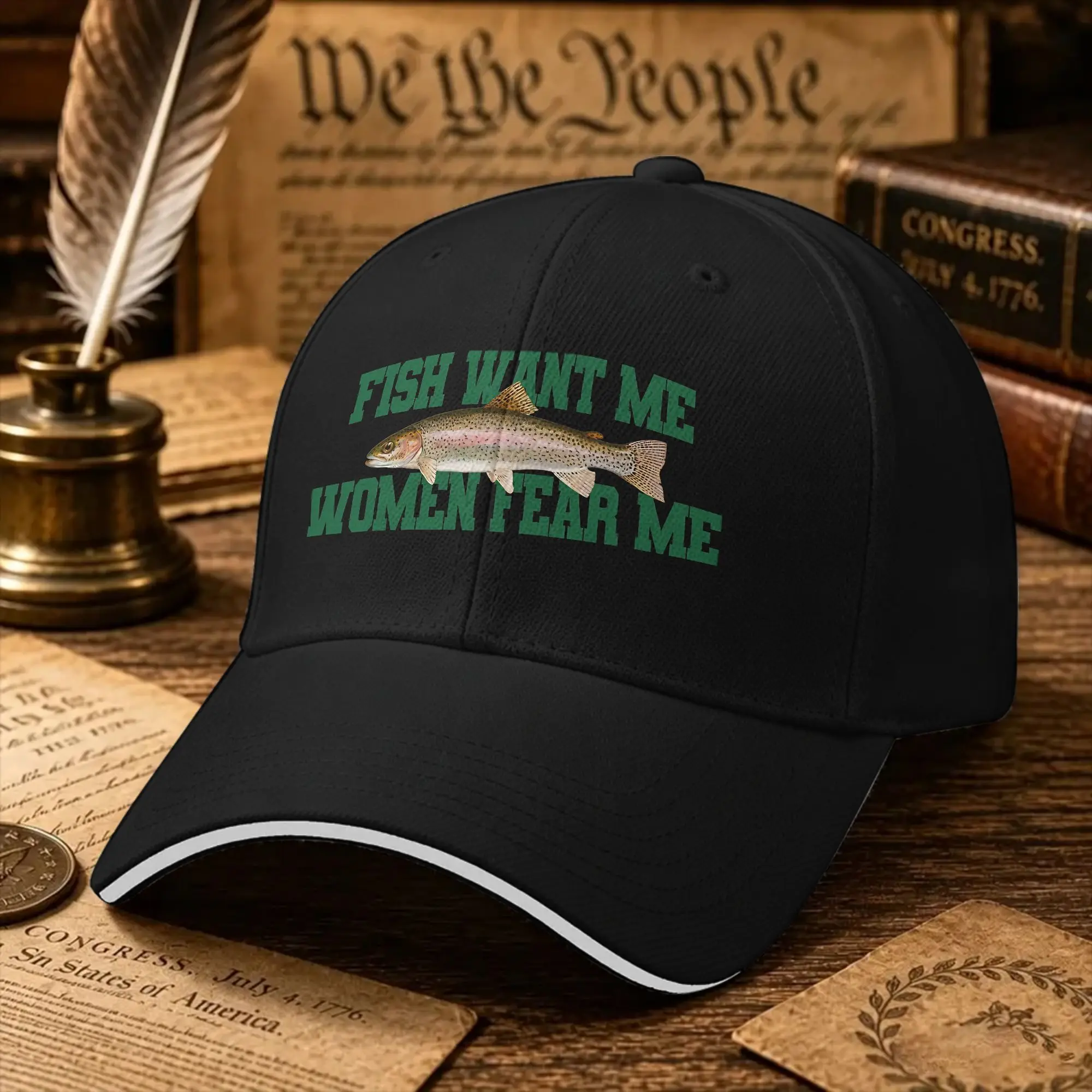Fish Want Me Women Fear Me Meme () Baseball Cap  y2k Cool Hip Hop Hats Summer Men Adult Outdoor Sport Snapback Cap
