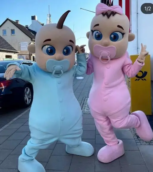 2 pçs adulto venda quente tanto bebê menino e menina mascote traje de natal fantasia vestido de halloween mascote traje