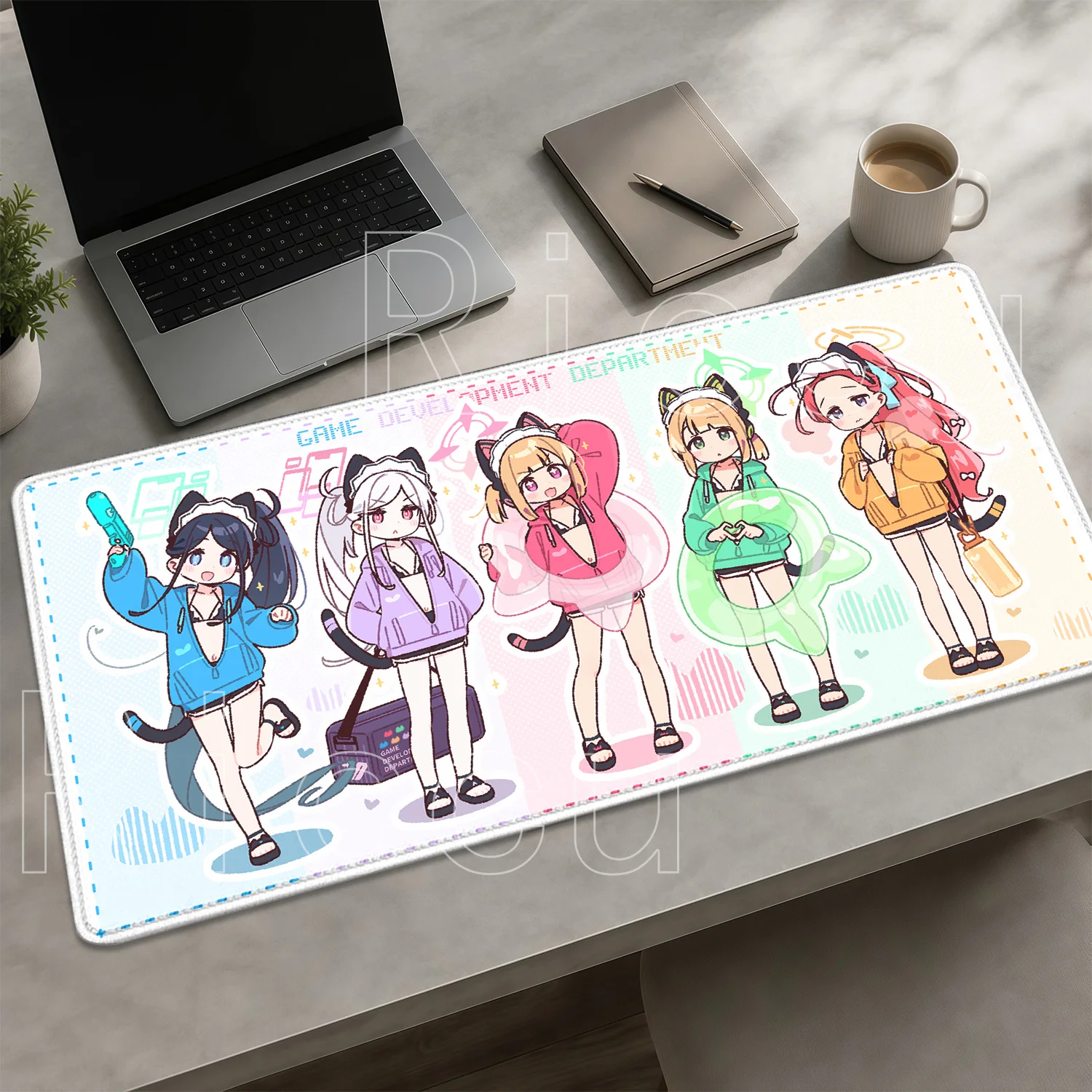 HD Printing Tendo Kei Gaming Blue Archive Mousepad Non-slip Anime Cute Girl Key Mouse Pad Keyboard Offices Overlock XXL Desk Mat