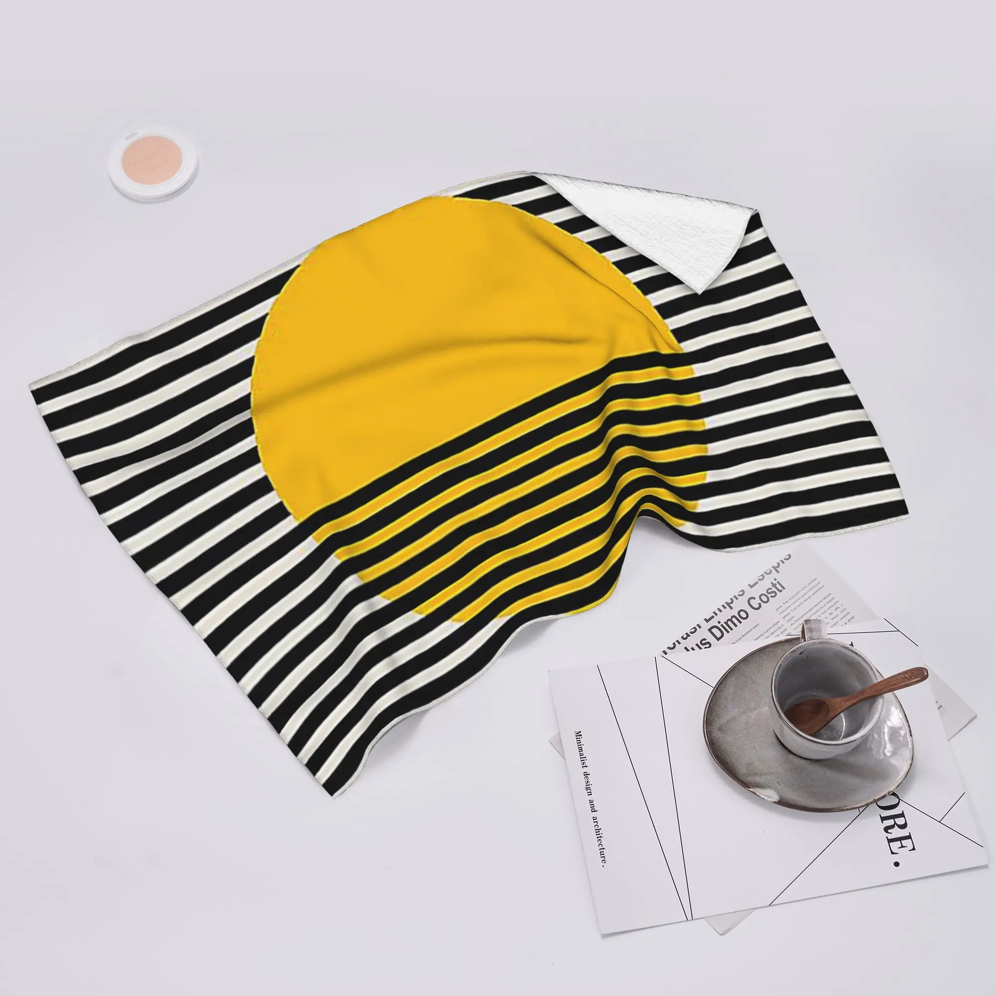 Custom Bauhaus Exhibition Print, Wall Art yellow circle Wall Dec Soft Face Towel Quick Dry Pool Bath Cotton Towels Breathable