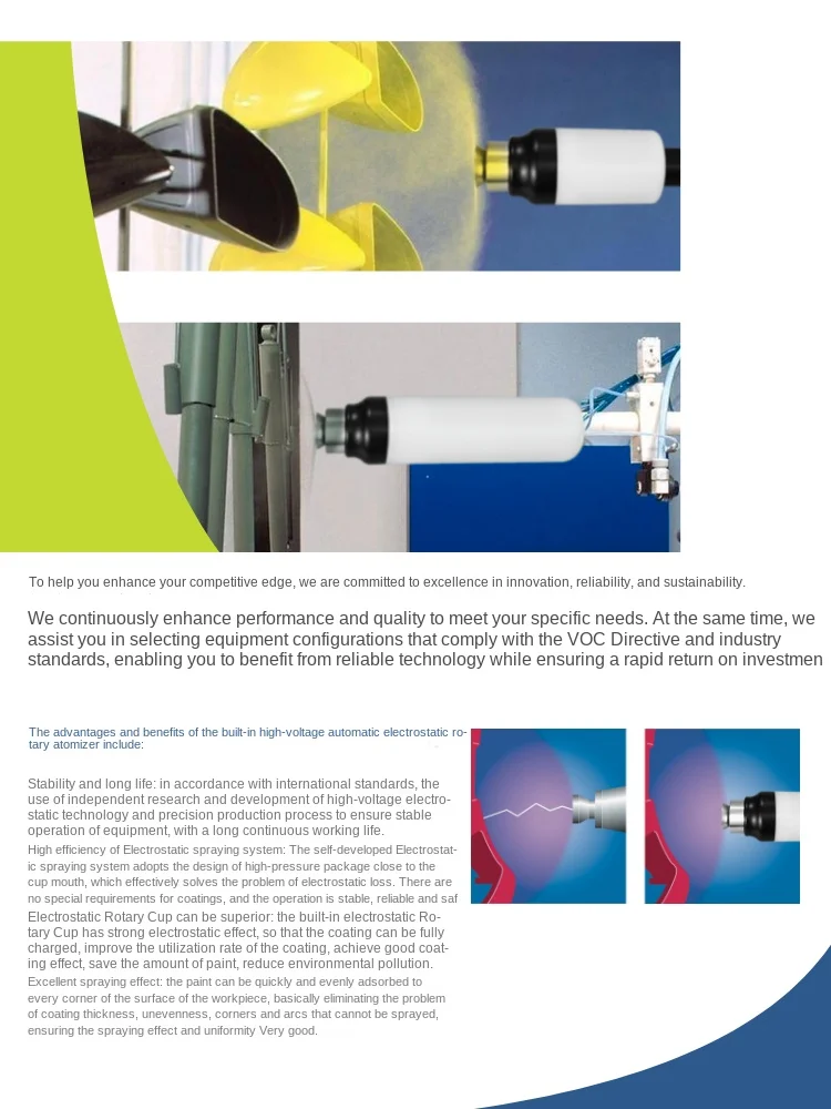 Automatic Rotary Cup Electrostatic Spray Gun Intelligent Spraying Equipment Specialized for Solvent-based and Water-based Paints