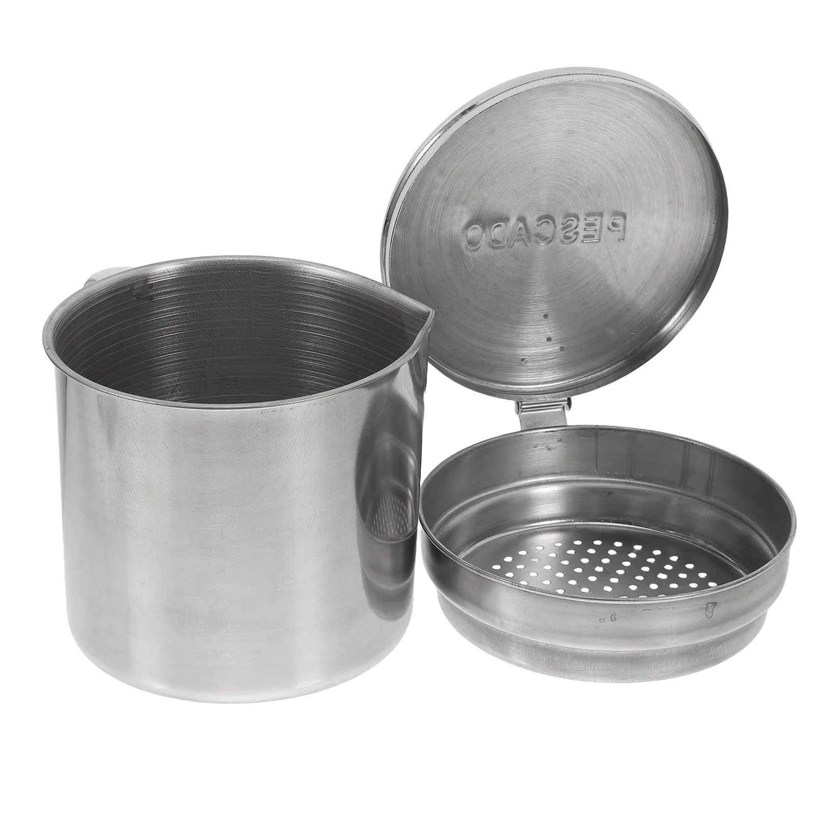 

1pc Stainless Steel Pot With Filter Mesh Efficient Filtration Reusable Grease Tank Oil Return Design Kitchen