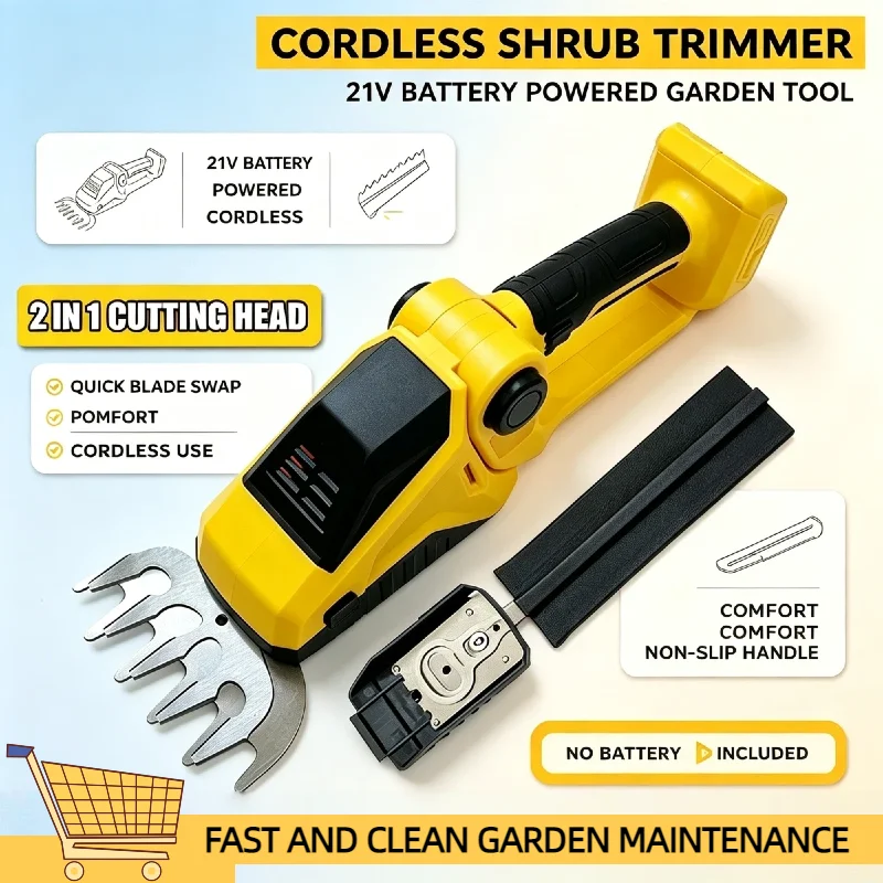 Grass Shears VESMATITY Electric 2 in 1 Cordless Hedge Trimmer Handheld Garden Tool for 20V Battery Bare Tool No Battery