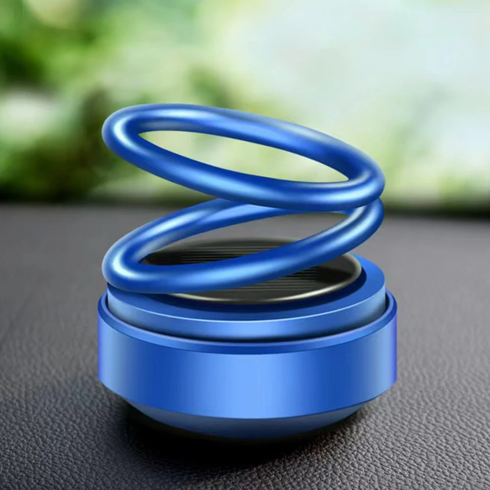 Solar Powered Car Air Freshener Rotating Suspension Double Ring Car Aromatherapy Car Decoration Accessories