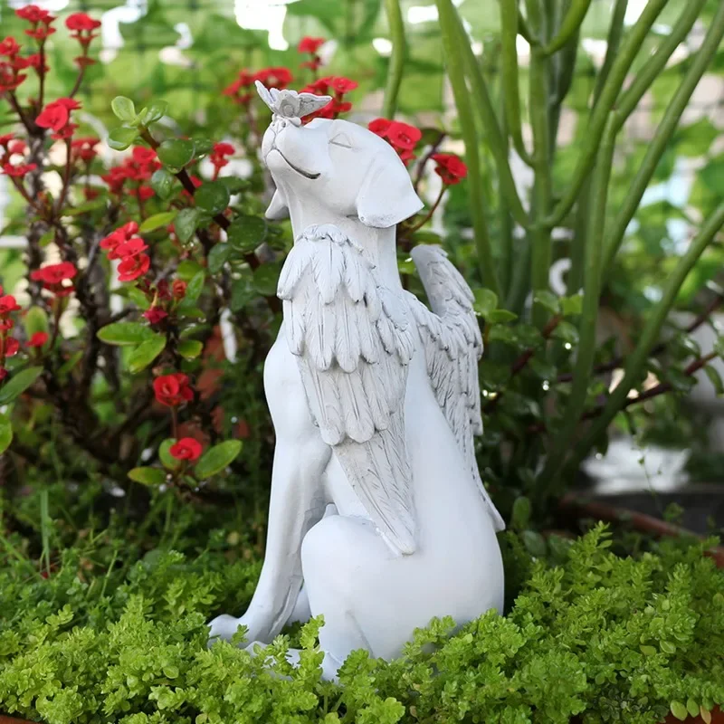 Cross-border New Products Angel Dog Statue Creative Pet Dog Tombstone Memorial Stone Outdoor Garden Decoration Resin Crafts