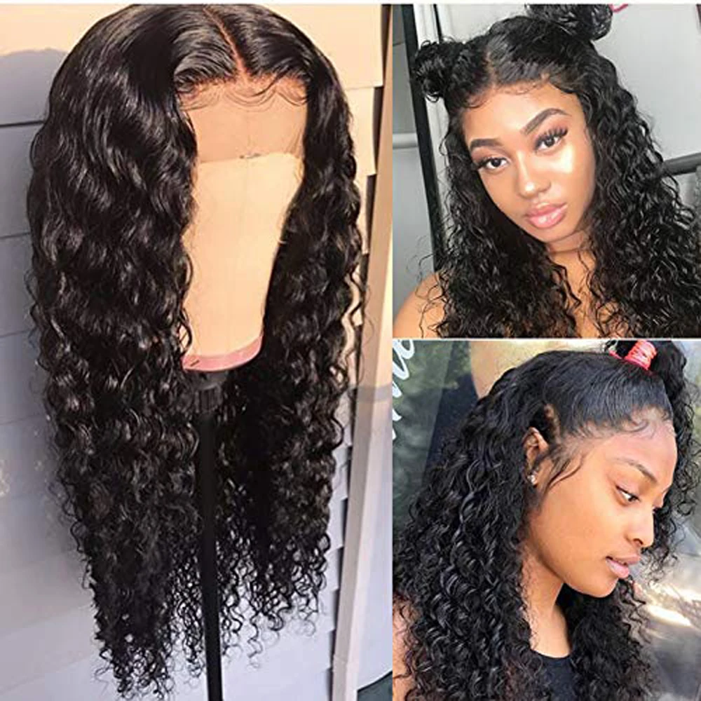 

26" 180Density Soft Natural Black Kinky Curly Lace Front Wig For Black Women BabyHair Heat Resistant Glueless Preplucked Daily