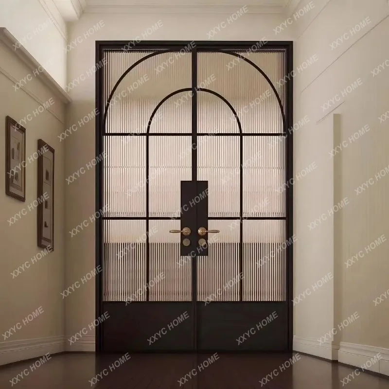 XXCraft arched curved circular curved door wrought iron glass bedroom retro door
