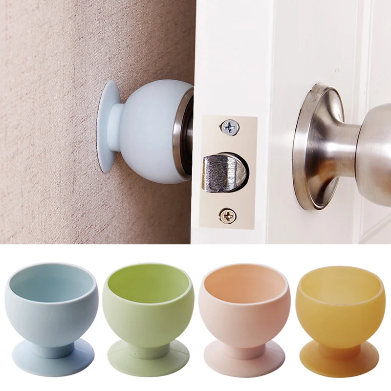 Cup Type Door Knob Dust Covers Round Rubber Wall Protector Door Handle Bumper Guard Stopper Baby Safety Supplies Crash Pad