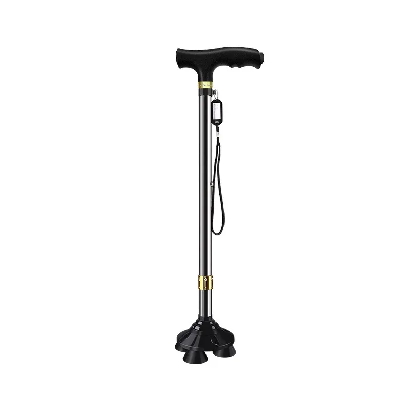LED Light Walking Stick for Elderly - Adjustable Aluminum Alloy Crutch with Non-Slip Rubber Base for Seniors/Men/Disabled