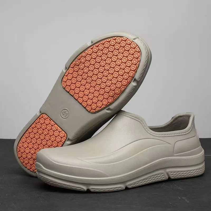 

Мужские новые низкие водонепроницаемые туфли-слипоны для работы на открытом воздухе, с инжекционным литьем, нескользящие, маслостойкие, для поваров, унисекс