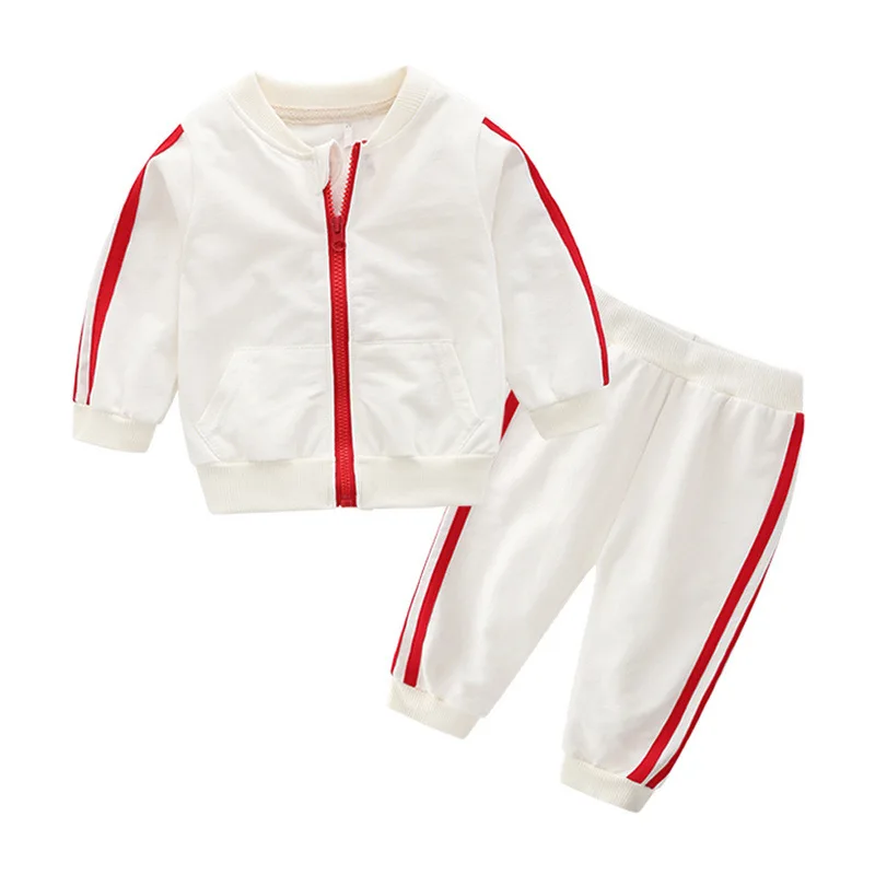 Infant boys and girls Long sleeve knit color contrast zipper fall coat tracksuit Comfortable pants kids1-6 years old