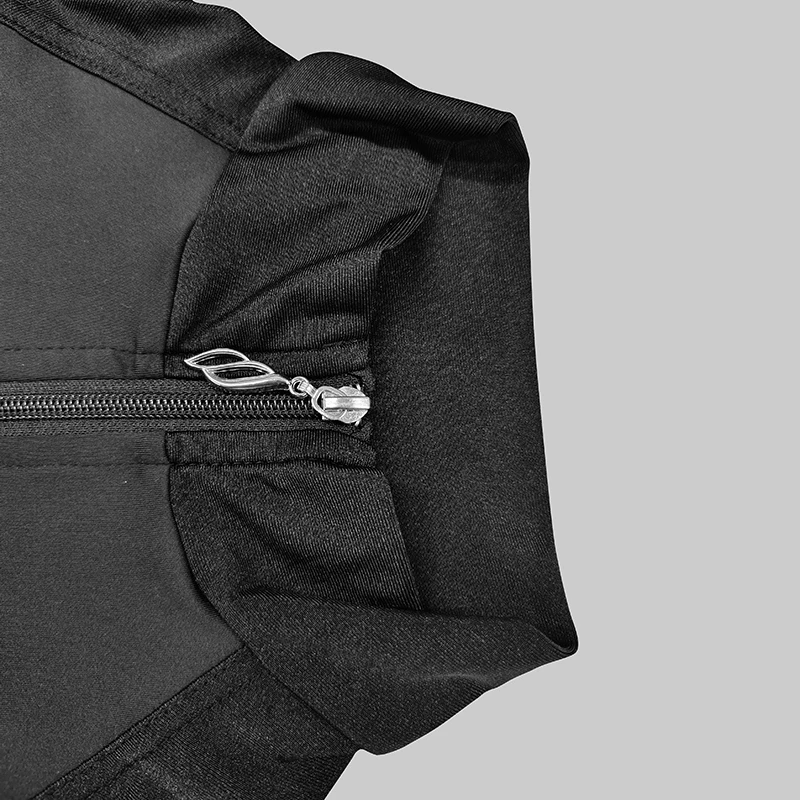 Black Skinny Long Jumpsuits for Woman 2025 Patchwork Leather Zipper Collar Sports Leggings Woman Gym One Piece Sweatpant 89206