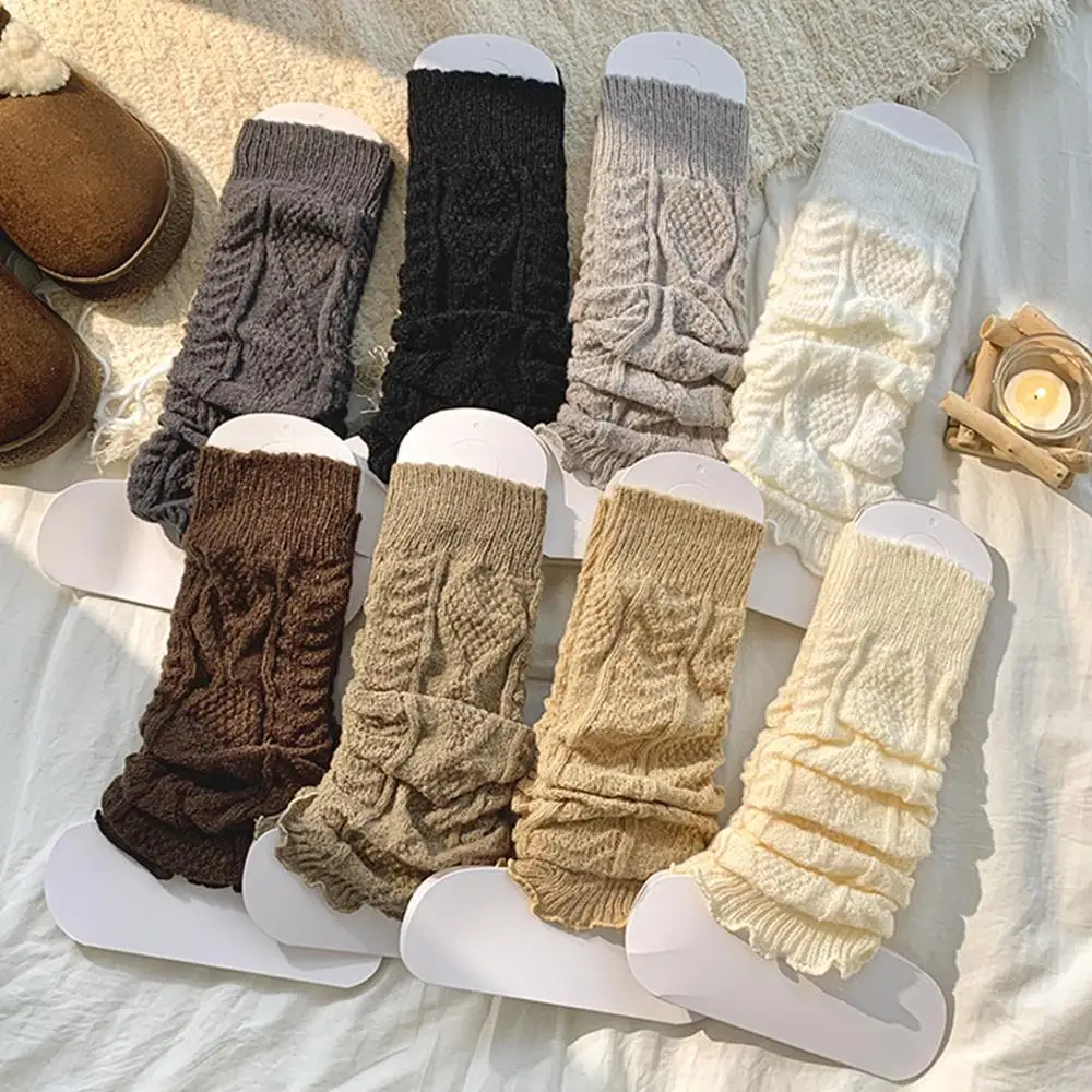 Y2k Boot Cuffs Cover Knitted Knee Sleeves for Women Winter Warm Foot Cover Long Socks Leg Warmers Solid Lolita Crochet Heap Sock