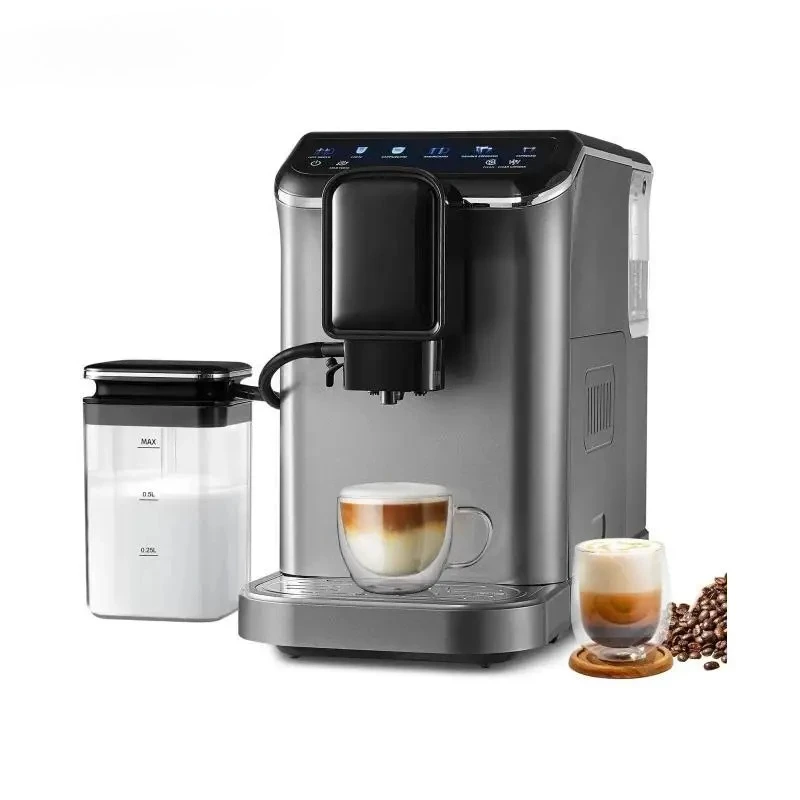 

Automatic Espresso Machine Coffee Latte Machine with Color Touch Screen 15 Grinding Levels and Removable Milk Reservoir