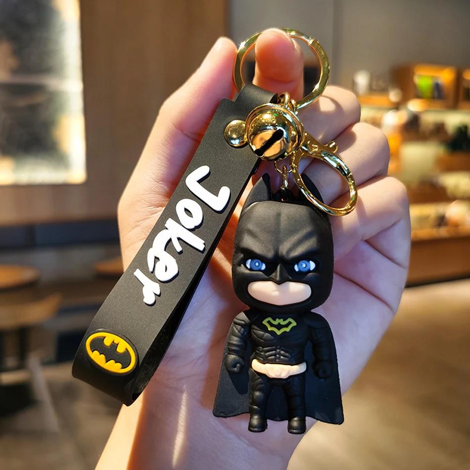 Anime Cartoon Marvel Batman Joker Image Doll Keychain Cute Halloween Series Key Ring Pendant Ornaments Jewelry Gifts for Friends