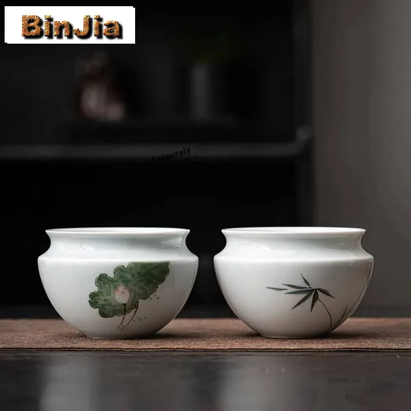 350ml Hand-painted Bamboo Ceramic Jianshui Zen Tea Cup Wash Writing-brush Washer Household Chaxi Chinese Set Accessories Craft