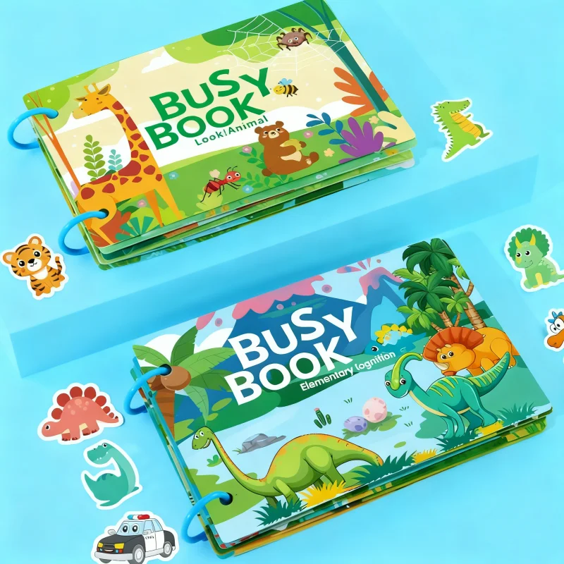 Busy Book for Toddlers Ages 2-6 Quiet Book Preschool Learning Activity Reusable Sticker & Velcro Matching Montessori Fine Mot