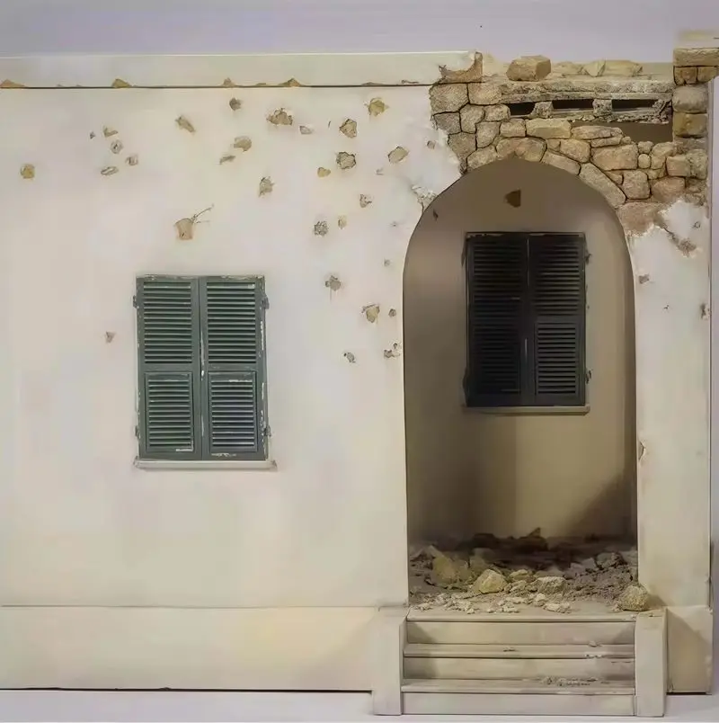 1/35 نموذج نزل الراتنج نموذج الحرب التالفة مشهد المنزل الأبيض نموذج تمثال Unassessed وغير مصبوغ عدة جديدة ثابتة