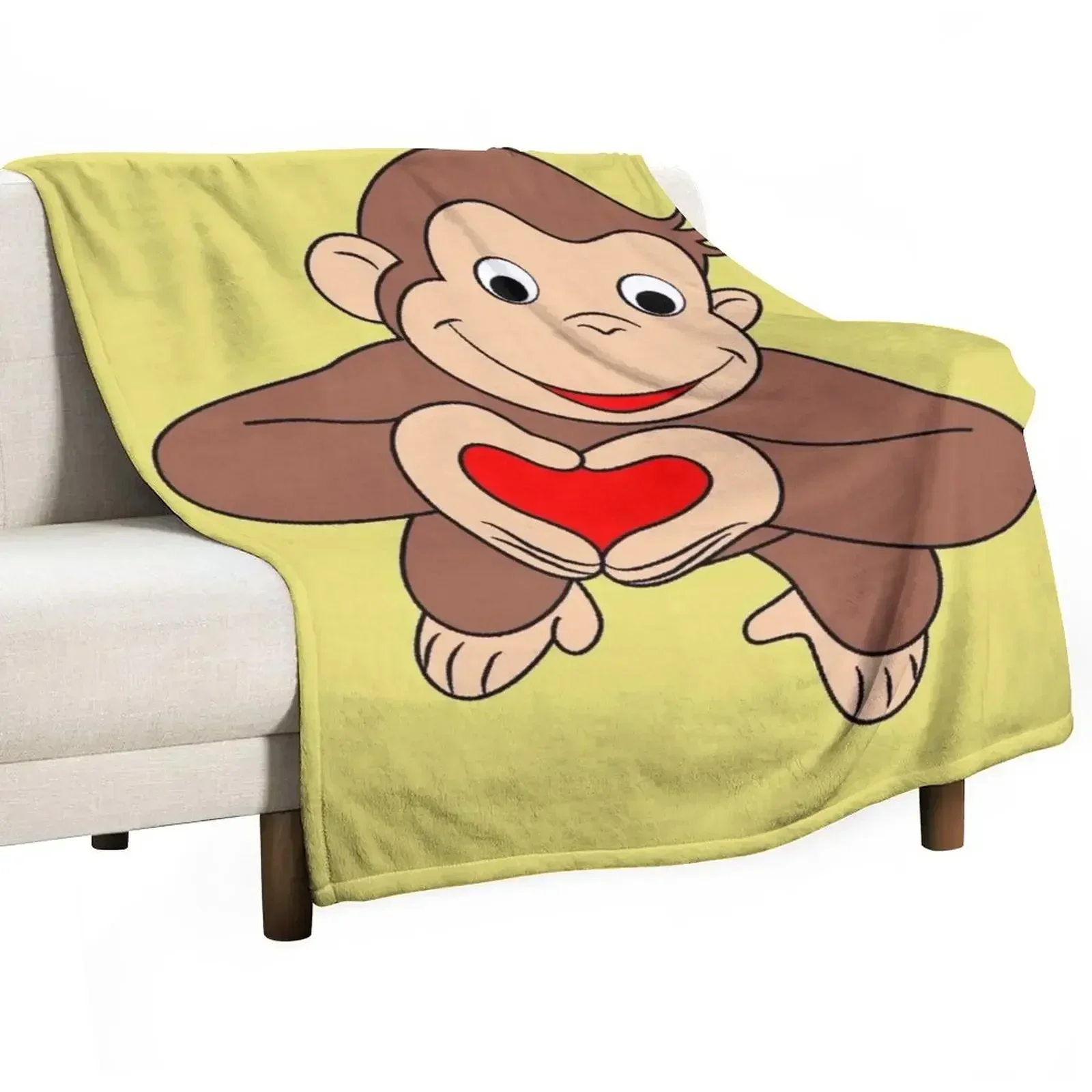 

Curious George Is All Heart Throw Blanket blankets ands Shaggy Stuffeds Blankets