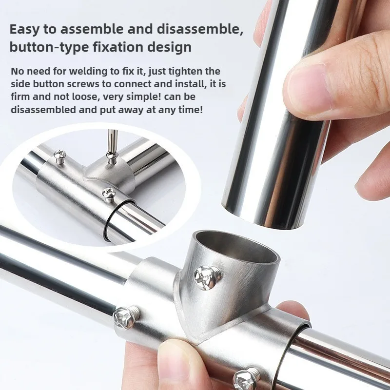 Maosu 1pcs New Tee Straight Elbow Pipe Connector Stainless Steel 2/3/4/5/6 Way Pipe Fittings 19/25/32mm Tube Joint Furniture Har