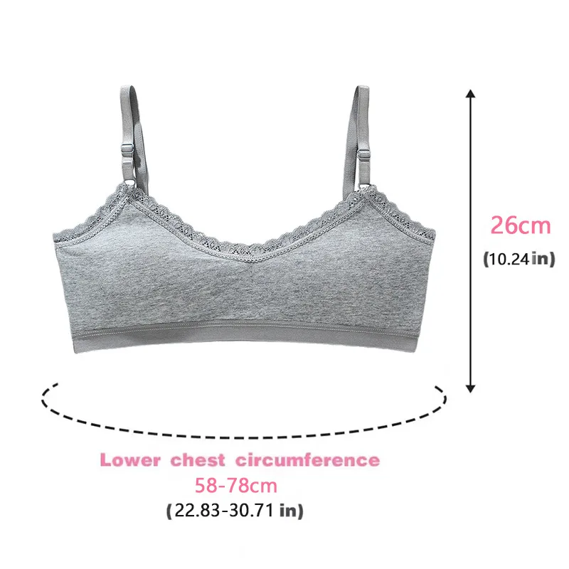 4PCS Youth Girls Brassiere Children Cotton Underwear Kids Solid Lace Adolescent Girls Training Bras Breathable Teenage Tops Bras