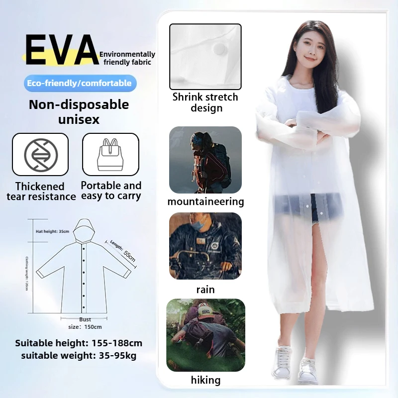 Heißer Verkauf Wiederverwendbare Transparente Regenmantel für Mann & Frauen Verdickung Outdoor Wandern Tragbare Wasserdichte Poncho Regenmantel Regen Abdeckung
