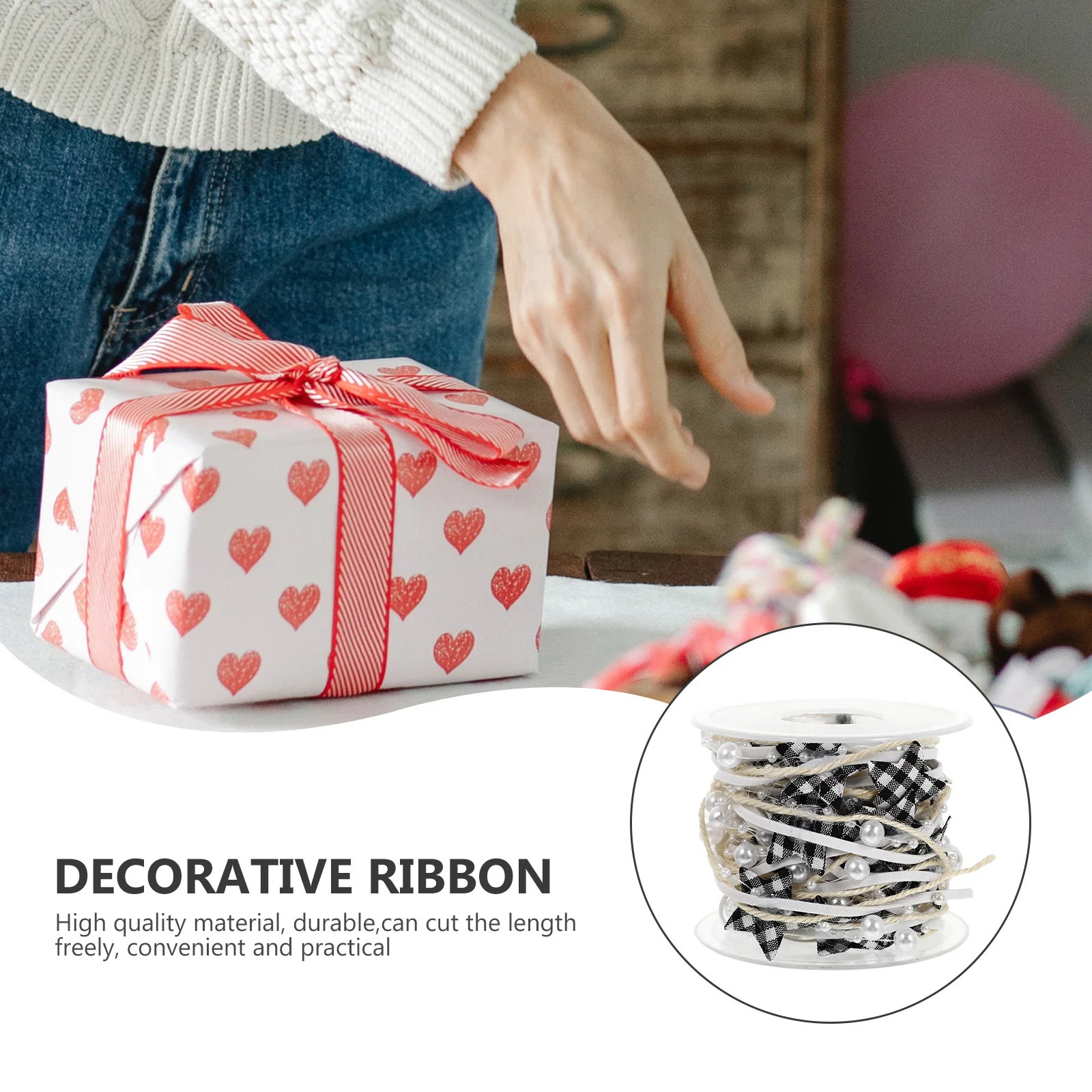 

1 Roll Christmas Decorative Ribbon Star Design Xmas Gift Wrapping Craft Making DIY Bow Accessory Holiday Party Decoration