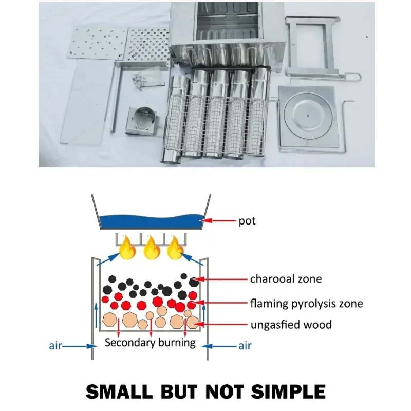 เตาไม้กลางแจ้งแบบพกพาCamping Hiking Backpackingเตาสแตนเลสเตาพับเตาแคมป์เหล็กการเผาไหม้ไม้