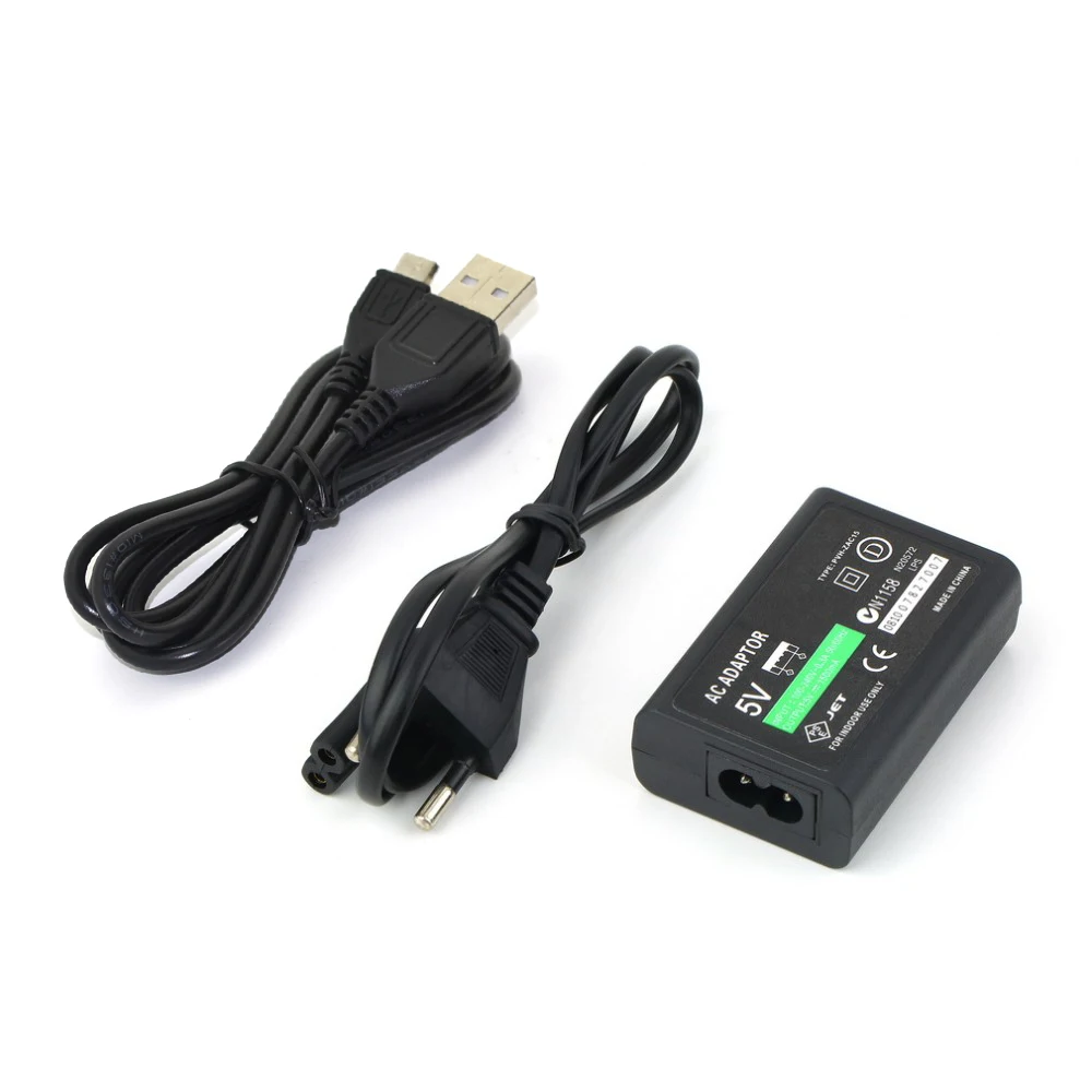 

10pcs EU Plug Charger Power Supply AC Adapter 100-240V with USB Data Charging Cable Cord For PlayStation PSVITA PS Vita PSV 2000