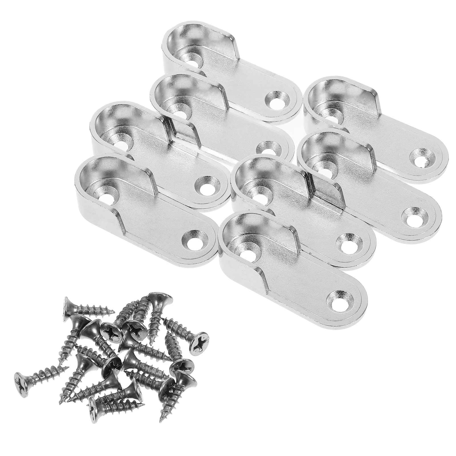 

8 Pcs 15mm Stainless Steel Closet Rod Support Brackets Wardrobe Flange Hardware Silver Screws Easy Install Durability Storage