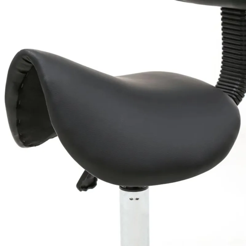 Adjustable saddle-shaped salon stool with backrest black salon furniture