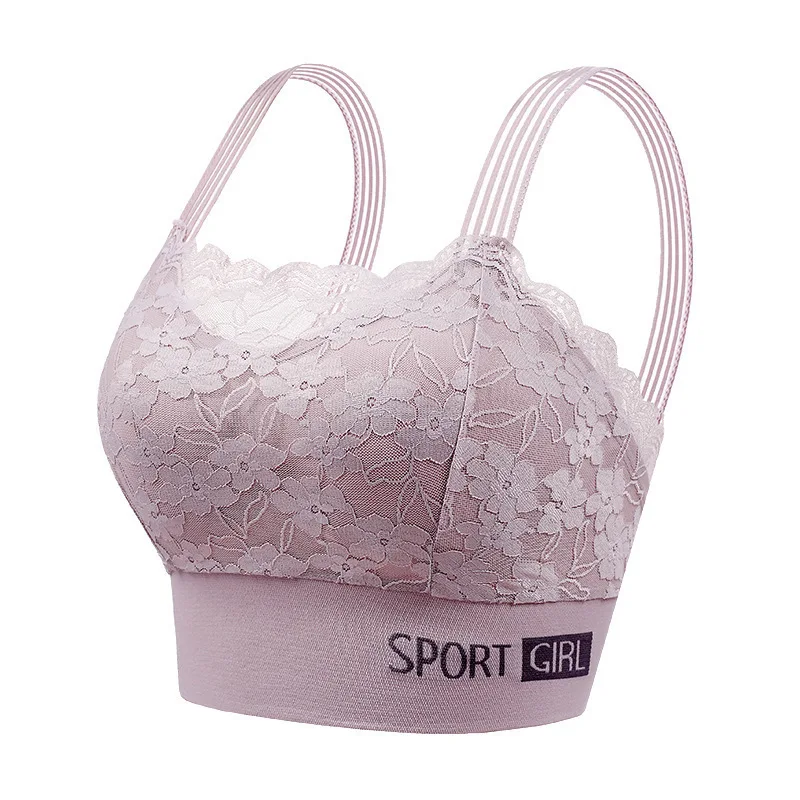 New  Women's Lace Underwear  French with Chest Pad, Double Breasts Plus Size Vest Type Wrap Chest Women Top Women Bra