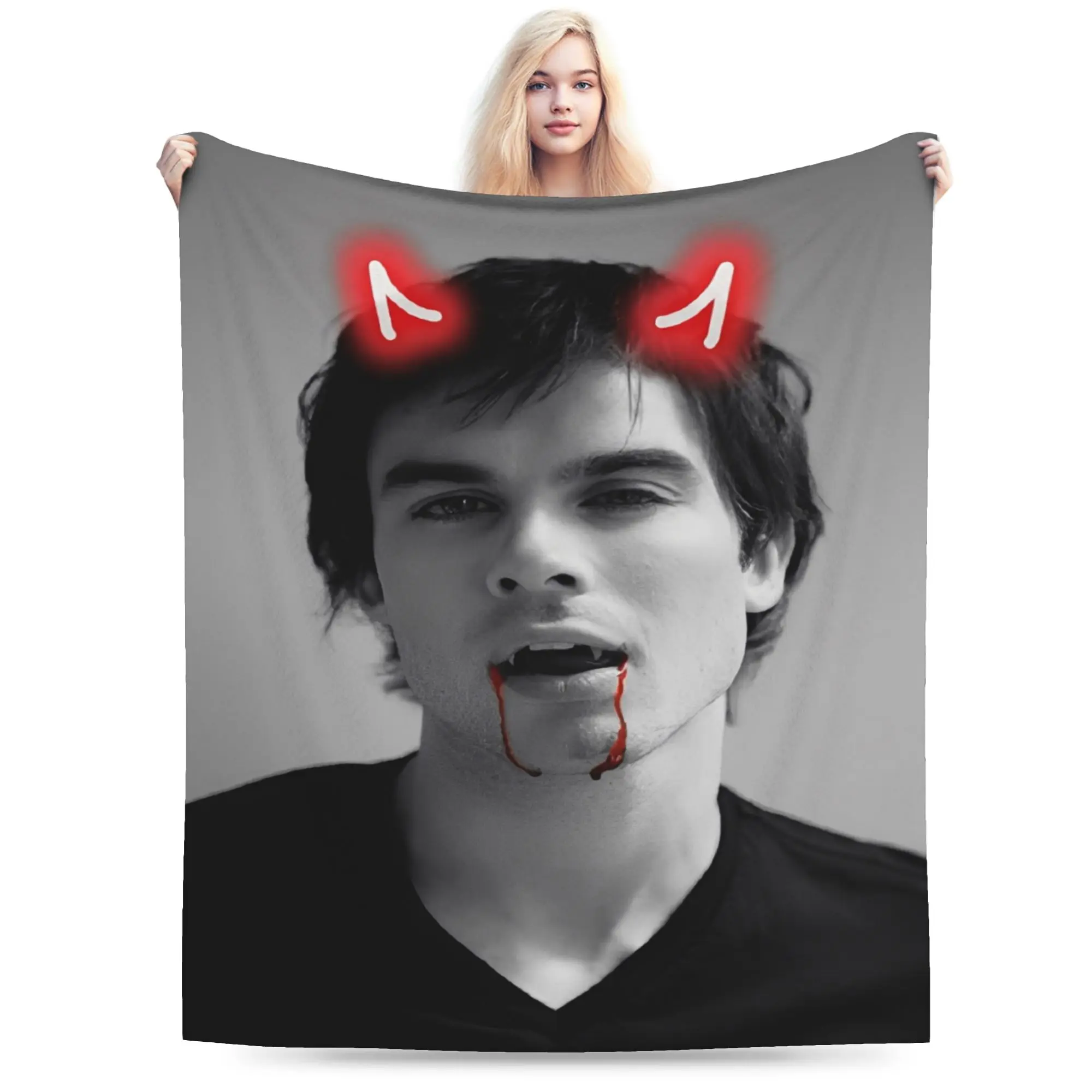 The Vampire Diaries Damon Salvatore Blankets Airplane Flannel Throw Blanket For Home Decor Soft Bedspread Birthday Present