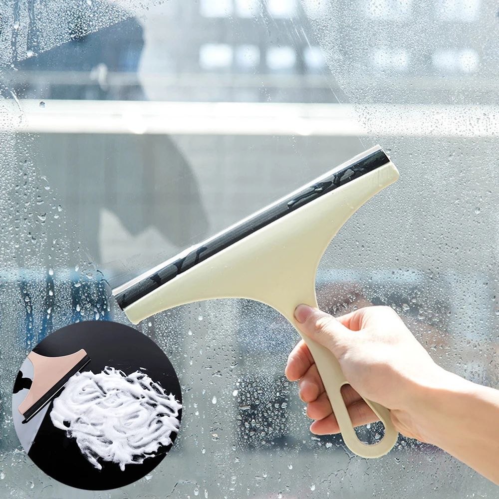 Household Cleaning Bathroom Mirror Cleaner With Silicone Blade Holder Hook Car Glass Shower Squeegee Window Glass Wiper Scraper