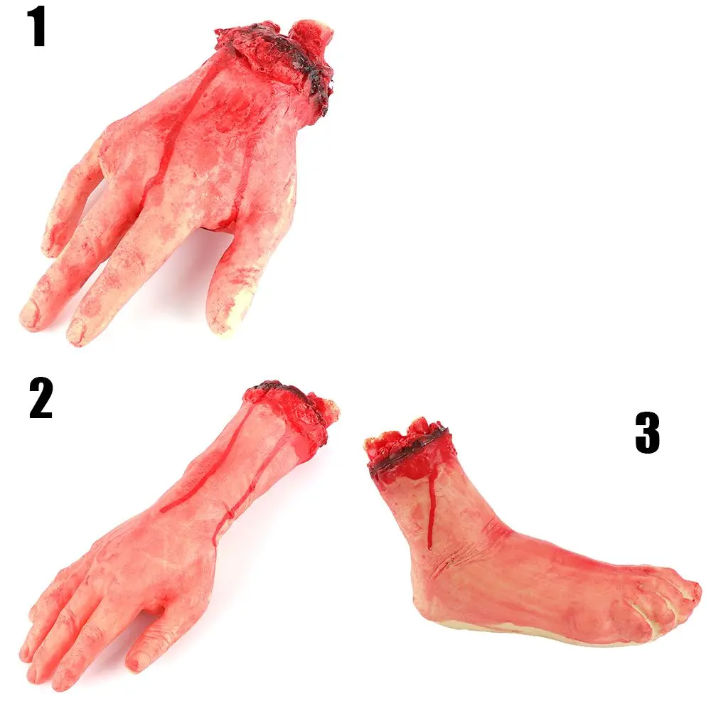 Fashion Broken Foot Party Scary Decoration Lifesize Bloody Hand Horror Props Halloween Costume Latex Toys