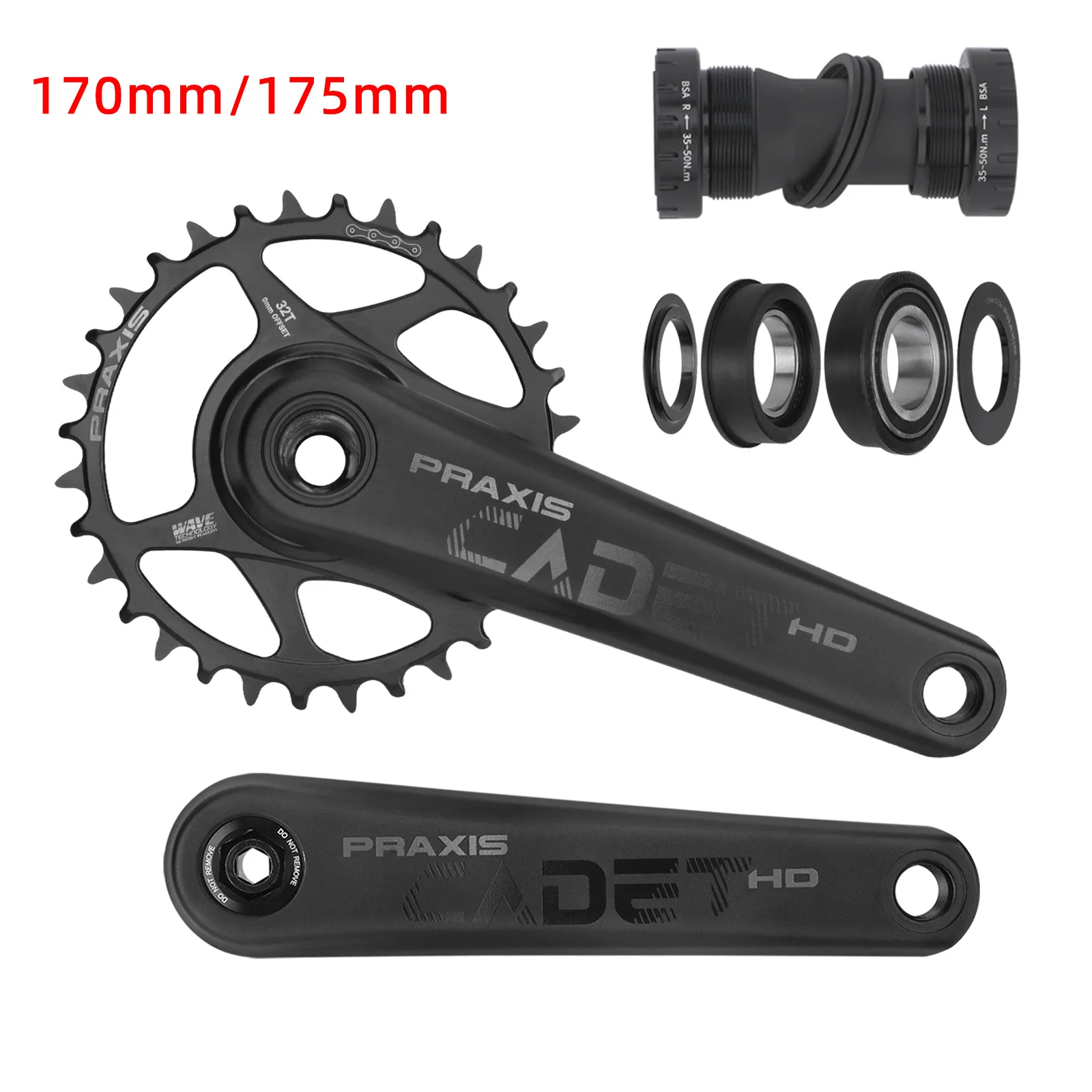 Mountainbike-Kurbel, 170 mm, 175 mm, CADET, hohl, integrierter Einzelkettenblatt, 30 Zähne, 32 Zähne, Aluminiumlegierung, hochfeste DH-MTB-Kurbelgarnitur