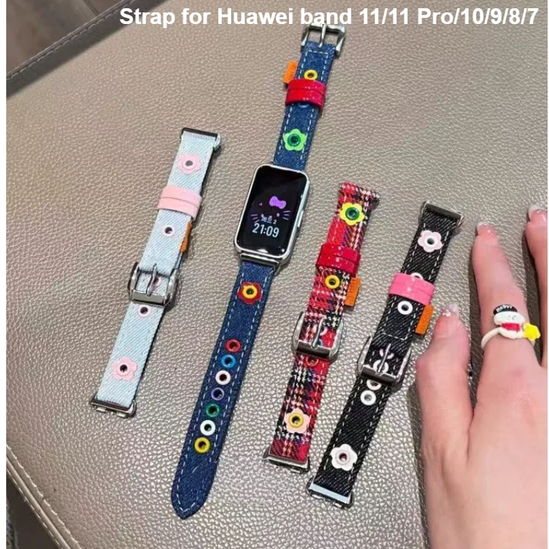 denim-strap-for-huawei-band-11-11-pro-women-watchband-for-huawei-band-10-9-8-7-sport-correa-bracelet-fashion-wristband