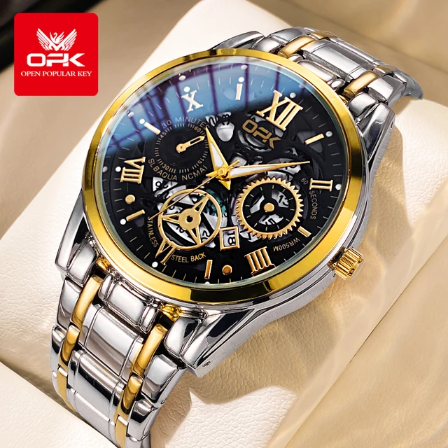 OPK8135-montre pour hommes, bracelet en acier avec lueur nocturne étanche 1