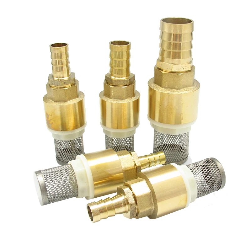 10mm 12mm 14mm 16mm 19mm 25mm 32mm OD Hose Barb Brass Check Valve Strainer Filter Bottom Valve Foot Valve For Water