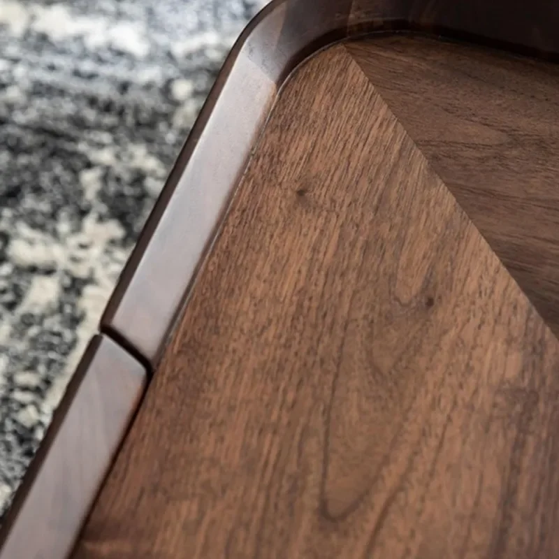 Stolik kawowy z litego drewna orzecha czarnego z Ameryki Północnej, kwadratowy, z miejscem do przechowywania, stolik kawowy do małego mieszkania