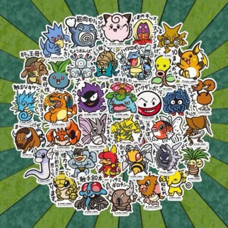 Anime Pokemon Pikachu Charizard Squirtle Hobby Series Valigia per laptop Adesivi carini Adesivi per frigorifero dei cartoni animati Collezione di giocattoli Regalo